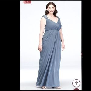 David’s Bridal Bridesmaid Dress in Steel Blue